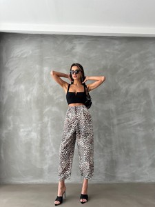 Topshow Small Leopard Leopard Printed Pleated Wholesale Trousers #3