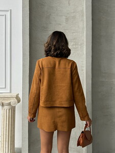 Topshow Tan Suede Wholesale Jacket with Pockets #5