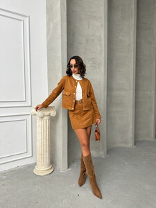 Topshow Tan Suede Wholesale Jacket with Pockets #2