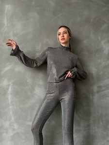 Topshow Gold Gray Lurex Wholesale Blouse #2