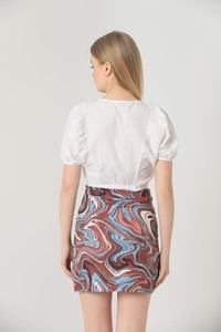 Topshow Brown Marbling Pattern Above Knee Wholesale Skirt #5