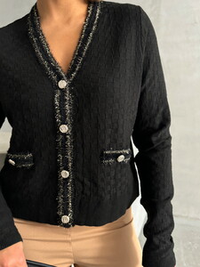 Topshow Black K- Knitwear Wholesale Cardigan #4