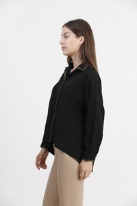 Topshow Black Khaki Embroidery Detailed Wholesale Shirts #4