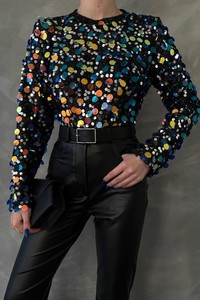 Topshow Sequined Sequin Palette Disco Wholesale Blouse #4