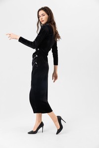 Topshow Black Velvet Slit Wholesale Dress #3