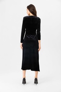 Topshow Black Velvet Slit Wholesale Dress #5