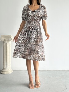 Topshow Little Leopard Patterned Long Dress #3