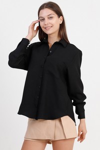 Topshow black pocket detailed linen shirt #1