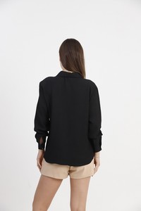 Topshow black pocket detailed linen shirt #5