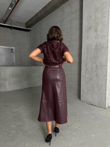 Topshow Burgundy Snake D. Leather Belt Wholesale Skirt #5