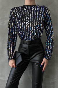 Topshow Hologram Sequin Palette Disco Wholesale Blouse #4