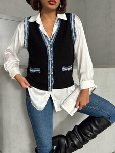 Topshow Black Knitwear Wholesale Vest #4