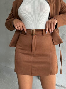 Topshow Khaki Belted Wholesale Skirt #4