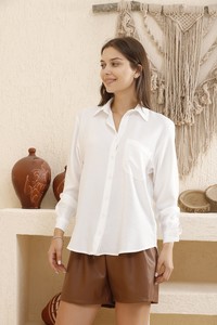 Topshow cream pocket detailed linen shirt #3