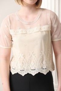 Topshow Raw Neck Mesh Raw Wholesale Blouse #4