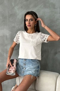 Topshow Raw Sleeve Lace Pocket Wholesale Blouse #1