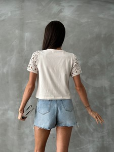 Topshow Raw Sleeve Lace Pocket Wholesale Blouse #5