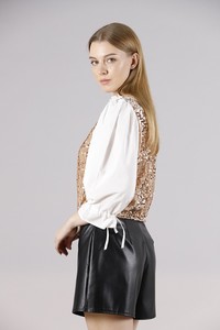 Topshow Cream Camel Size Sequined Sleeves Satin Wholesale Sweat #4