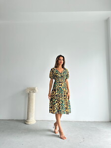 Topshow Leopard Emerald Patterned Long Dress #3