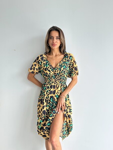 Topshow Leopard Emerald Patterned Long Dress #4