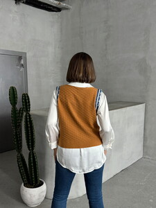 Topshow Camel Knitwear Wholesale Vest #5