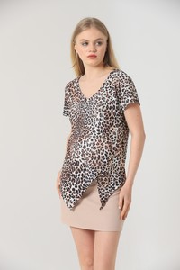 Topshow Small Leopard V-Neck Chain Wholesale Blouse #2