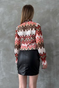 Topshow oranj zigzag patterned blouse #5