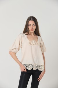 Topshow Stone Chest Laced Raw Wholesale Blouse #3