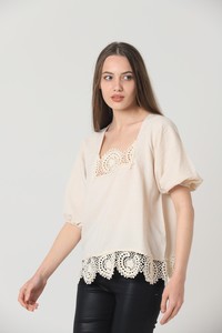 Topshow Stone Chest Laced Raw Wholesale Blouse #2