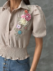 Topshow Stone Chest Floral Linen Wholesale Shirt #4