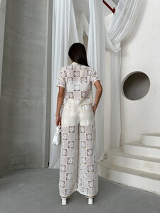 Topshow Stone Cream Lace Trousers #5