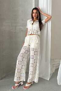 Topshow Stone Cream Lace Trousers #1