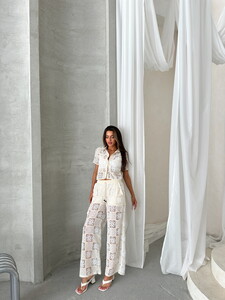 Topshow Stone Cream Lace Trousers #3