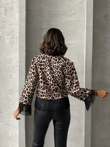 Topshow Leopard F Leopard Patterned Front Tie Wholesale Jacket #5