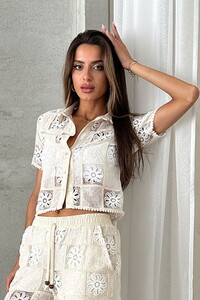 Topshow Cream Lace Wholesale Shirts #1