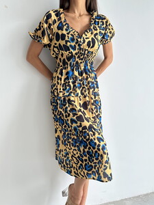 Topshow Leopard Saks Patterned Long Dress #4