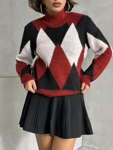 Topshow Burgundy K- Knitwear Wholesale Sweater #4