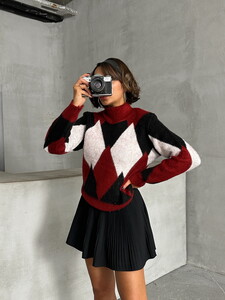 Topshow Burgundy K- Knitwear Wholesale Sweater #3