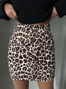 Topshow Stone Leopard Leopard Patterned Cashmere Wholesale Skirt #4