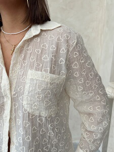 Heart Embroidered Shirt - Cream | Topshow #4