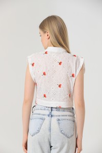 Topshow Red Embroidered Above Belly Wholesale Shirt #3