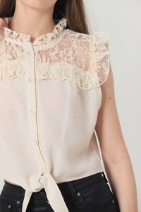 Topshow Stone Shoulder Lace Tie-Up Wholesale Shirt #4