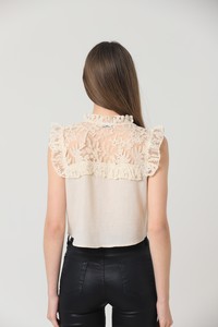 Topshow Stone Shoulder Lace Tie-Up Wholesale Shirt #5