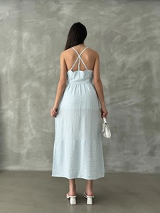 Topshow Blue Strappy Ankle-Length Dress #4