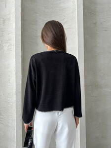 Topshow Black Shepherd Stitched Knitwear Blouse #5