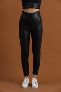 Topshow Black Faux Leather Wholesale Leggings #4