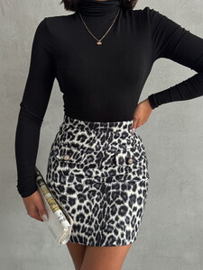 Topshow A.Stone Leopard Leopard Patterned Cashmere Wholesale Skirt #4