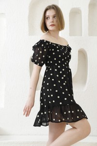 Topshow Black Daisy Pattern Wholesale Dress #3