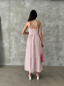 Topshow Powder Strappy Ankle-Length Dress #4