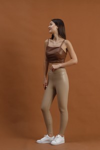 Topshow Camel Faux Leather Wholesale Tights #2